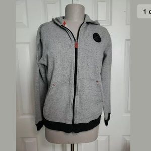 DKNY Boys Zipper Hooded Sweat Shirt Grey Youth